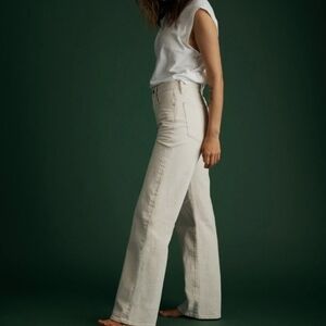 AE77 White Selvedge Stovepipe Jeans High Rise Organic Cotton Sz 0